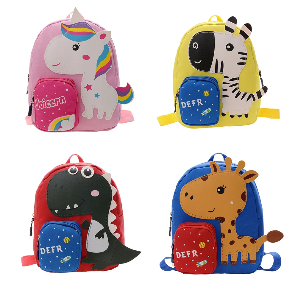 

2022 Kids Children Cute Cartoon Animal Shape Backpack Dinosaur Zebra Print Bag Kids Kindergarten School Bag Students Knapsacks