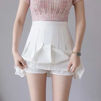 korean style high waist solid pleated mini skirt women summer spring cute white a line skirt y2k skort clothes