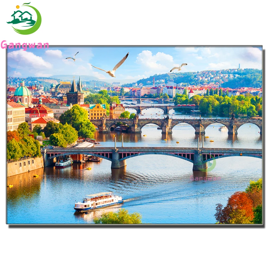 

Набор для алмазной живописи Pierre Belvedere Letna Park, Prague 5D DIY, вышивка крестиком, алмазная вышивка с естественным видом, украшение для дома