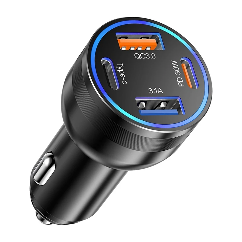 65W 4 Port USB C Car Charger Adapter PD&ampQC3.0 Type Fast Charging For Iphone 16 15 Samsung Ipad Pixel