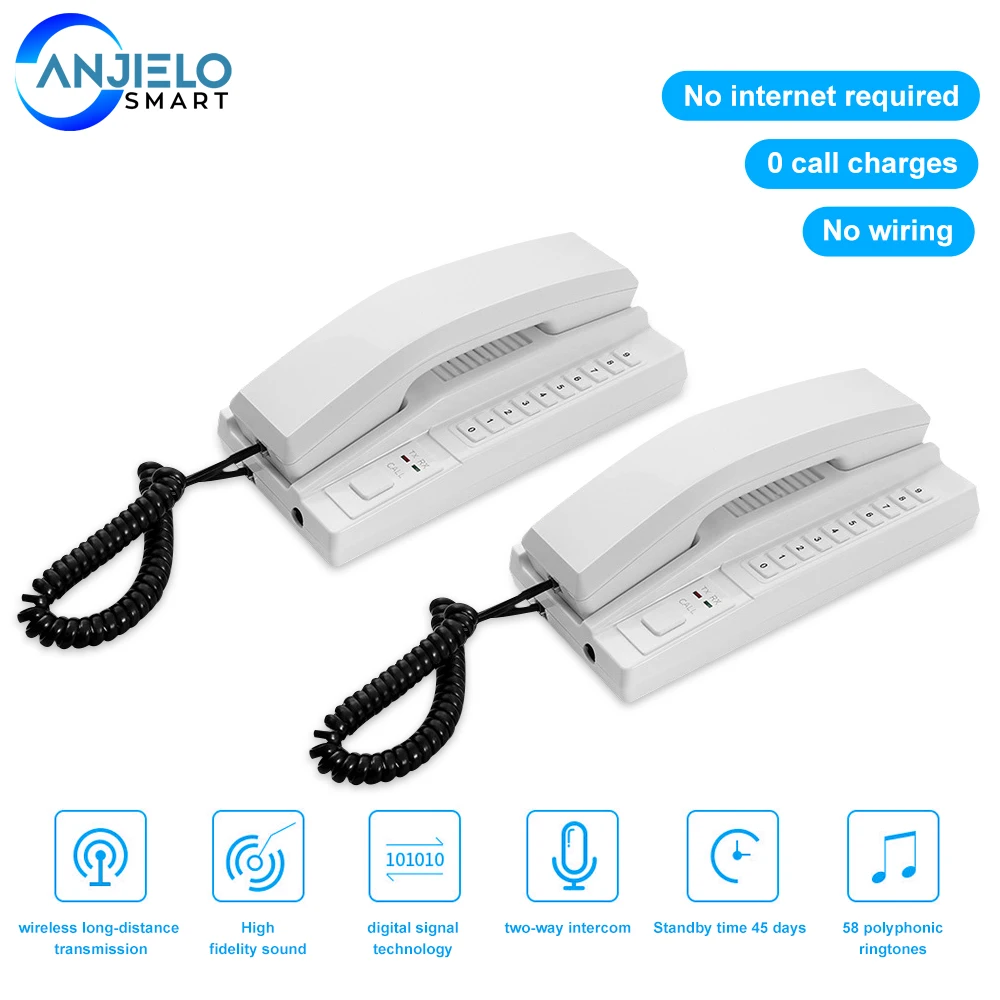 Wireless Intercom System Audio Secure Interphone Handsets Expandable for Warehouse Office Hotel Interphone Maison Home Phone