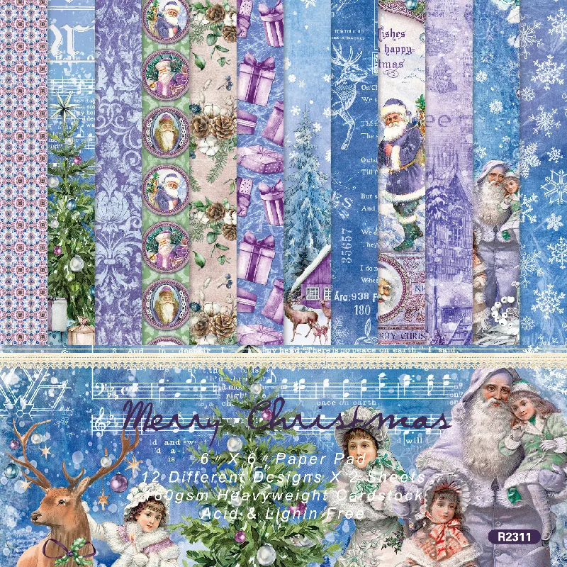 

12Sheet Merry Christmas Background Scrapbooking Papers Child Gifts Journal Paper Crafts Card Making Supplies DIY Scrapbook Paper