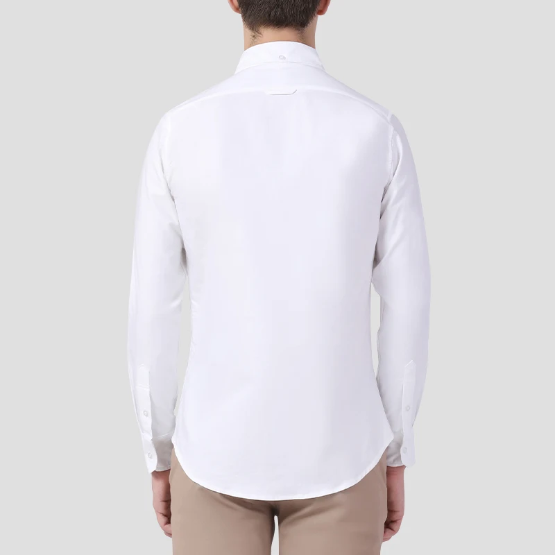 TB THOM Men's Shirt White Fashion Top Brand Striped Collar Casual Oxford Fine Cotton Long Sleeve High Quality Women's Shirts