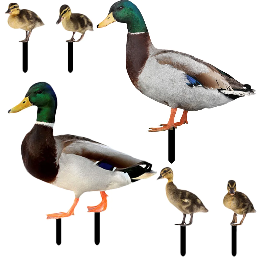 

6pcs Garden Decorative Stakes Lifelike Duck Ground Stake Outdoor Lawn Stakes