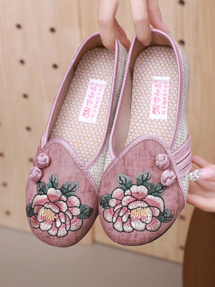 

female flat embroidered shoes springautumn single national wind restoring ancient ways flax cloth shoes mother soft bottom shoes
