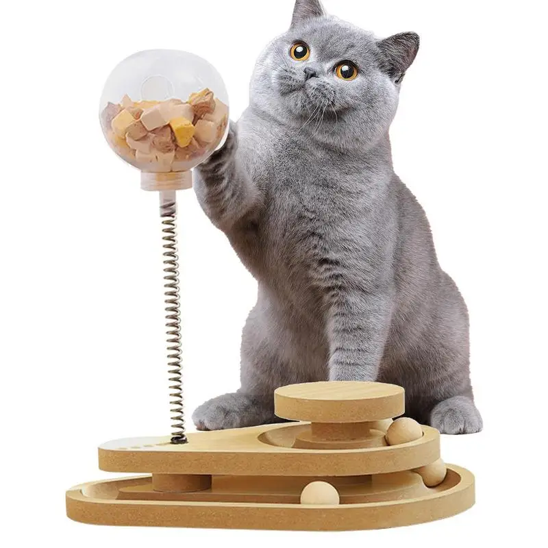 

Cat Treat Dispenser Toy Spring IQ Treat Ball Treat Dispensing Cat Toys For Indoor Cats Interactive Ball Treats Slow Feeder