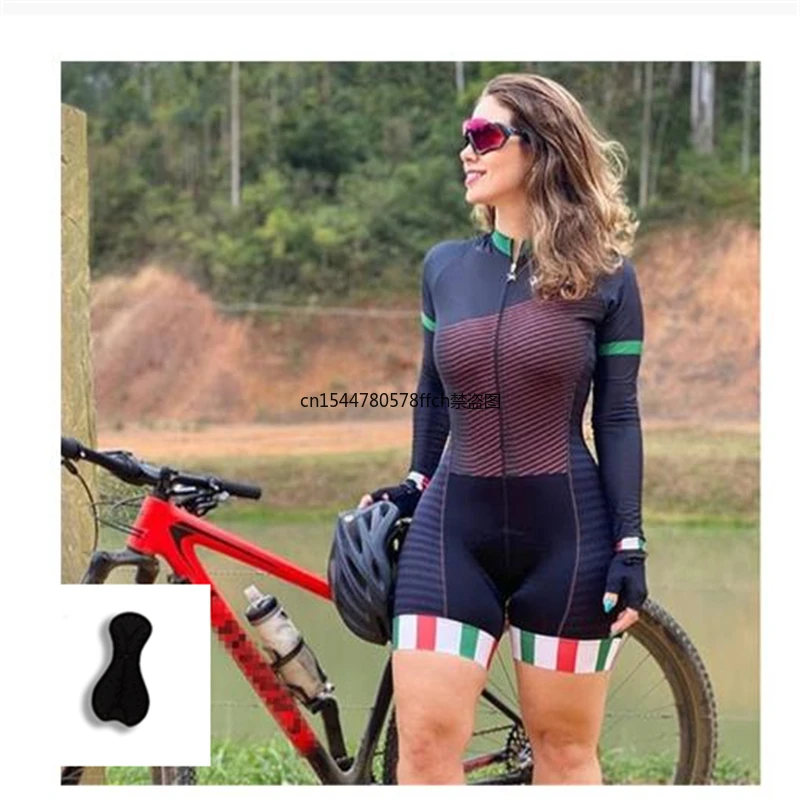 

Women's Long Sleeve Skinsuit One Piece Bike Jumpsuit Bodysuit, Summer Trajes Ciclismo Mujer Bodysuit Cycling Triathlon Suits