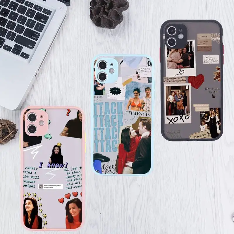 

Friends TV Show Phone Case For iPhone 12 11 Mini Pro XR XS Max 7 8 Plus X Matte transparent Pink Back Cover