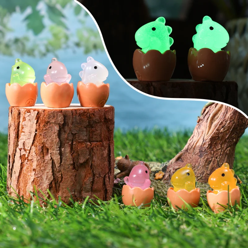 

Cute Luminous Resin Dinosaur Egg Cartoon Car Ornament Glow In The Dark Dinosaur Eggs for DIY Car Interior Decoration