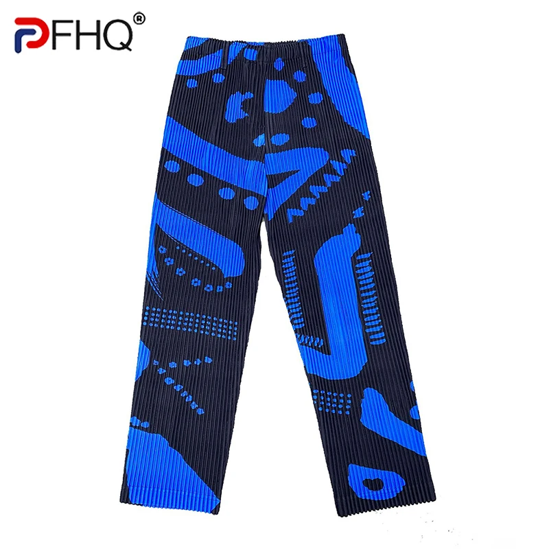 

PFHQ High Quality Stretch Waist Printed Fold Trousers 2023 New Japanese Streetwear Stylish Pleat Pants Loose Pants Free Shipping