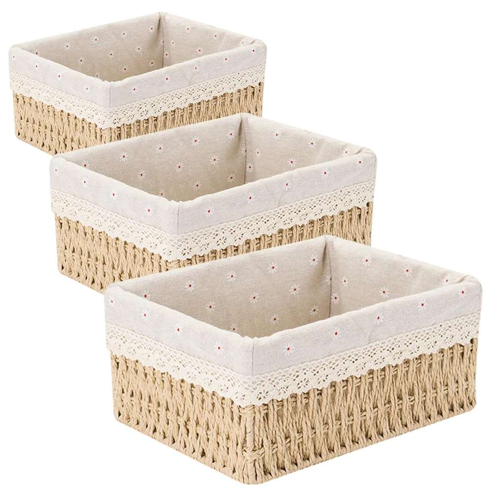 

Basket Storage Baskets Woven Container Sundries Organizer Shelf Bins Desktop Wicker Liner Nesting Sundry Weaving Rattan Closet