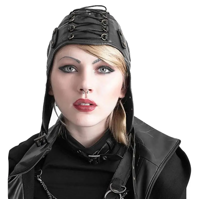 

Pilot Cap Steampunk Pilot Glasses Hat Soft Leather Airplane Hat For Role-play Music Festival Costume Party