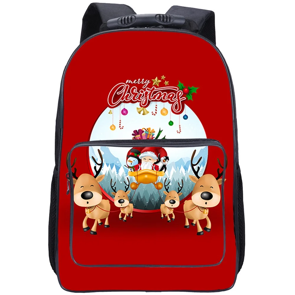 New Christmas Gift Children Cute Cartoon Santa Claus Schoolbags New Girl Boy 17 Inches Large Capacity Students Backpacks Hot