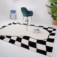 Checkerboard Fluffy Carpets for Living Room Decoration Rugs for Bedroom Decor Carpet Home Non-slip Soft Area Rug Plush Floor Mat