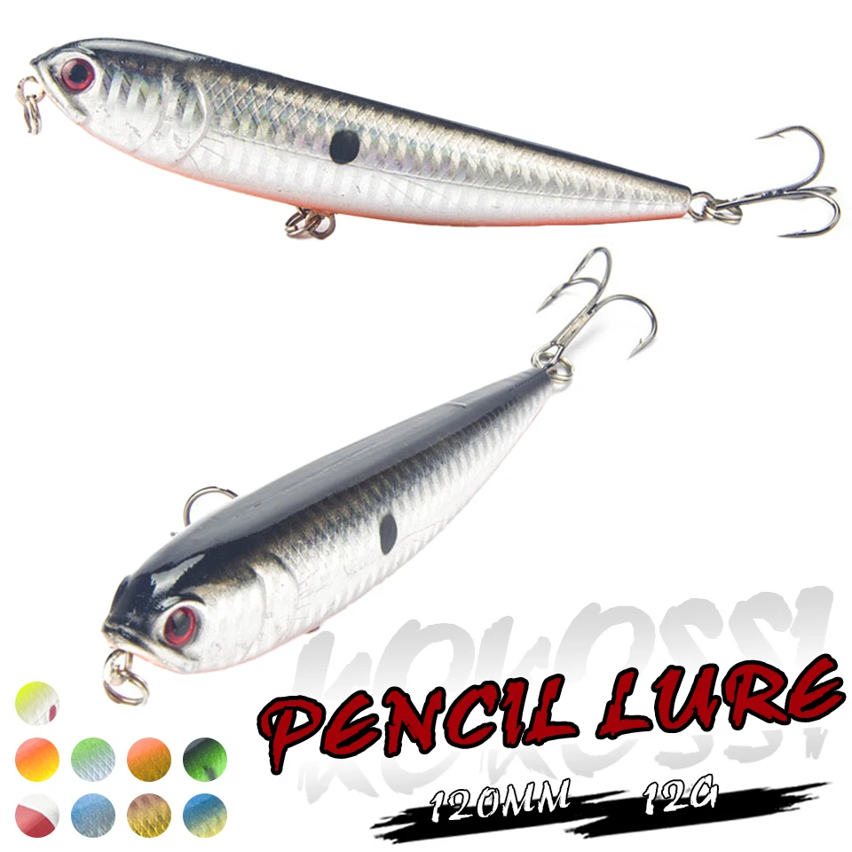 

1PCS 12cm 22g Pencil Fishing Lure 4# Top water Dogs Hard Lures Baits Wobbler Artificial Hard Bait Fishing Tackle Pesca