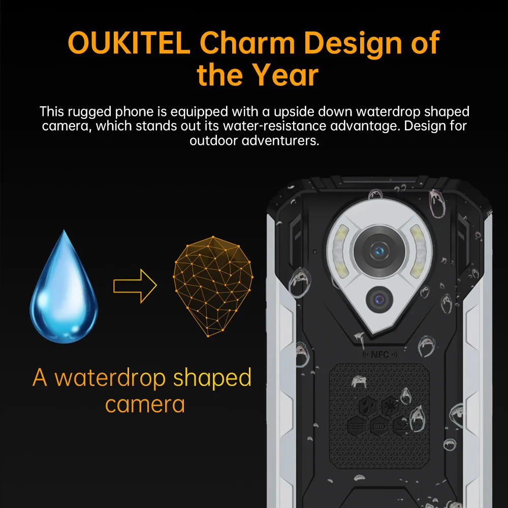 Oukitel WP16 Rugged Smartphone Android 11 NFC 8GB 128GB Mobile Phone Helio P60 10600mAh Octa Core 20MP Camera CellPhone