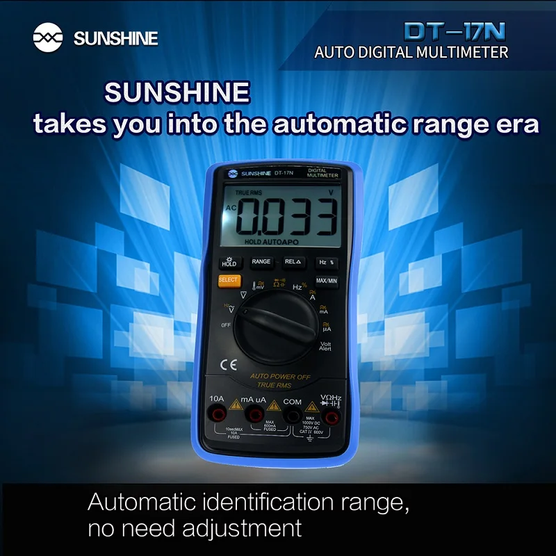 SUNSHINE DT-17N High LCD Display Smart Digital Multimeter  DC AC Voltage Capacitor Ohm Diode Automatic Identification  Range