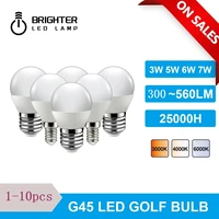 1 10pcs led golf bulb g45 3w 5w 6w 7w e14 e27 220v 3000k 4000k 6000k lamp light for home decoration