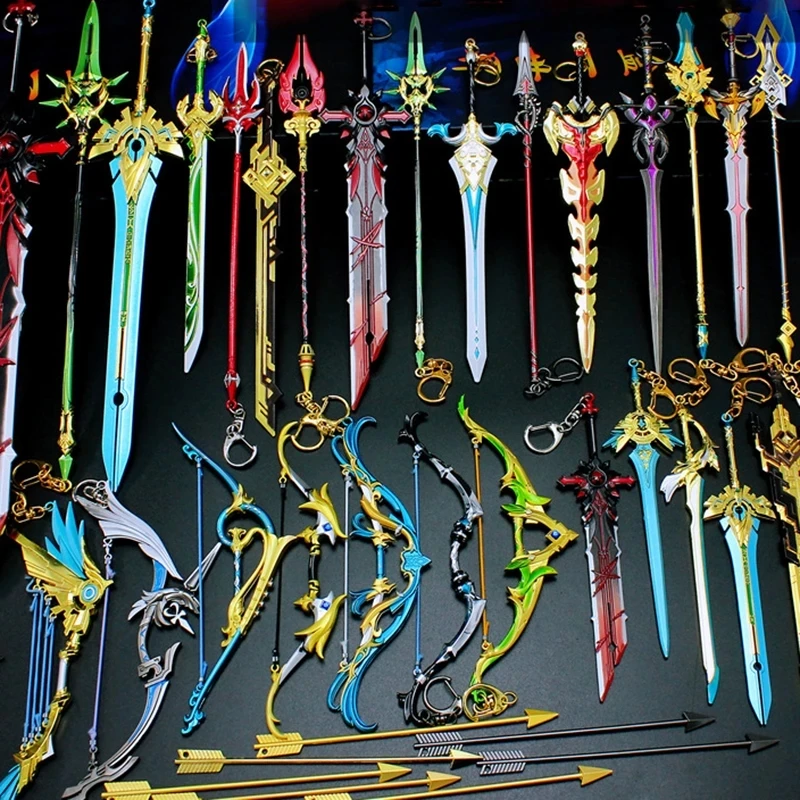 

Game Genshin Impact Sword Keychains Genshin Cosplay Weapons Skyward Blade Metal Key Rings Fans Gifts Collections props