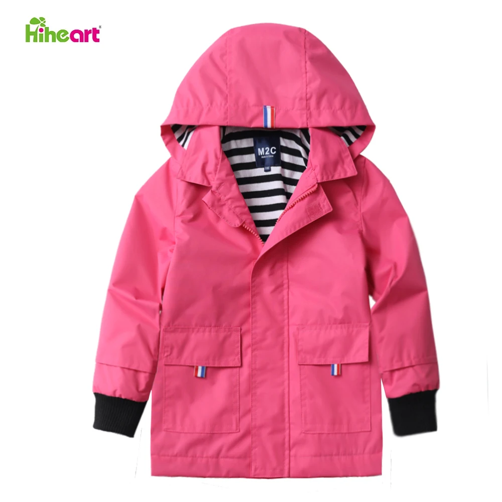 

Hiheart Girls Boys Hooded Waterproof Jackets Spring Autumn Outdoor Windbreaker Rain Jackets for Children Spring Fall Clothes
