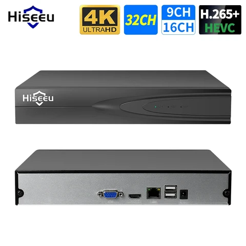 Hiseeu H.265 + HEVC 8CH 16CH 32CH CCTV NVR 4K 8MP 5MP 4MP 3MP 2MP IP сетевой видеорегистратор для системы видеонаблюдения