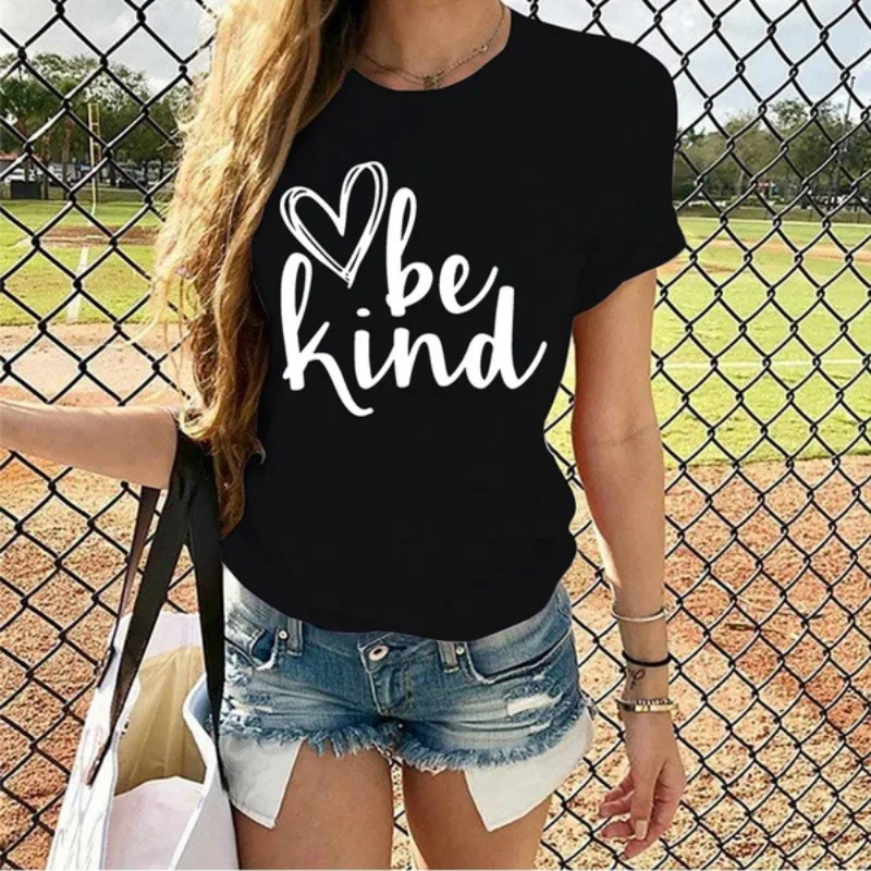 

Women's Hot Selling Monogram Printed Short Sleeve T-shirt Women's Top Fashion Round Collar Casual Girl T-shirt Plus Fashion