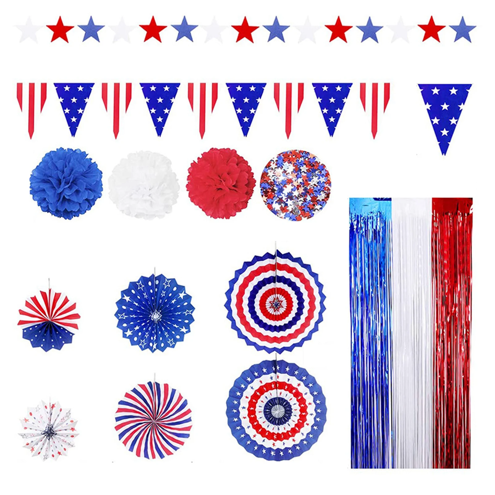 

American Flag Paper Fans Political Campaign Party Decorations 4th Of July Patriotic Party Decorations Paper Fans Pom Poms Red