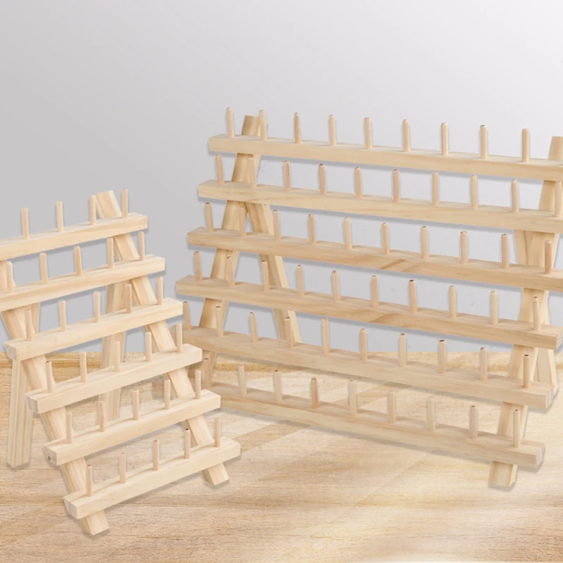 

Wooden thread rack Solid wood thread reel rack Folding storage rack Sewing thread