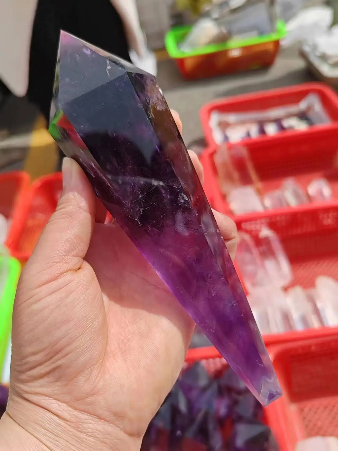 Натуральный Аметист кварцевый кластер Хрустальный стержень образец скипетр