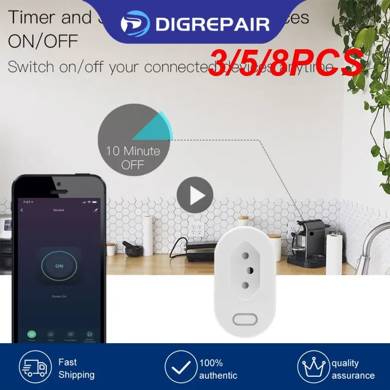 

3/5/8PCS Hands-free Smart Plug 16a Tuya/smart Life App Tuya Wifi Smart Plug Timer Voice Control Work With Alexa Google Home