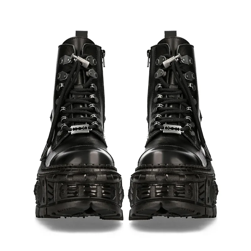 Черные мужские ботильоны в стиле ретро женские с металлическими украшениями на