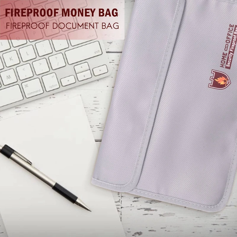 

Fireproof Document Bag,Waterproof And Fireproof Money Bag With Zipper,Fireproof Safe Storage Pouch For Passport Ect.