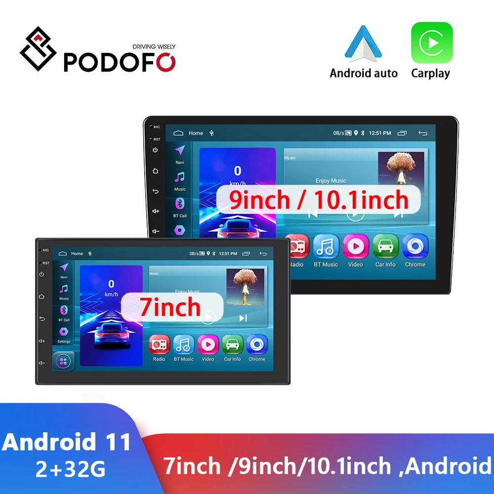 Автомагнитола Podofo мультимедийный видеоплеер на Android с экраном 7 9 и 10 &quotэкраном