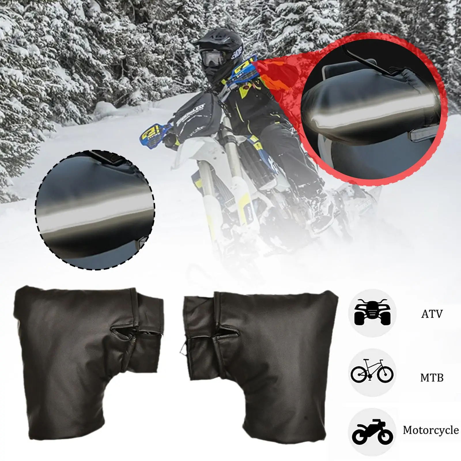 

1 пара, водонепроницаемые чехлы на руль мотоцикла, для снегохода, зимние теплые Чехлы для рук, защитные перчатки от ветра и холода Z1k0