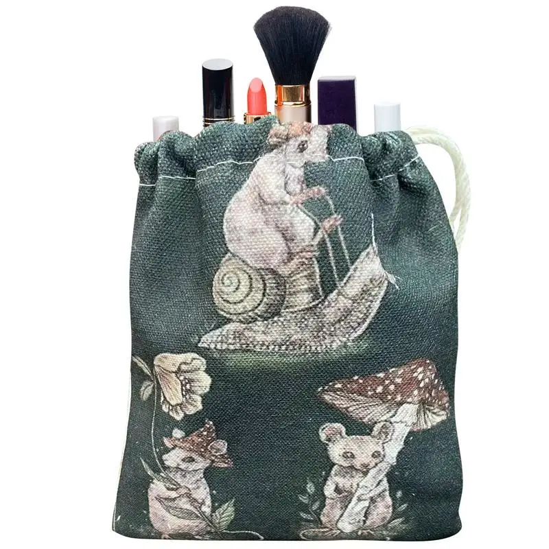 

Jewelry Pouches Drawstring Bags 5.12x7.09in Tarot Card Storage Pouch Mushroom Rabbit God Printing Storage Pouches Small Size For