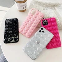 cartoon 3d love heart candy color phone case for iphone 13 12 11 pro max xs max xr xs 7 8 plus soft solid silicone back cover