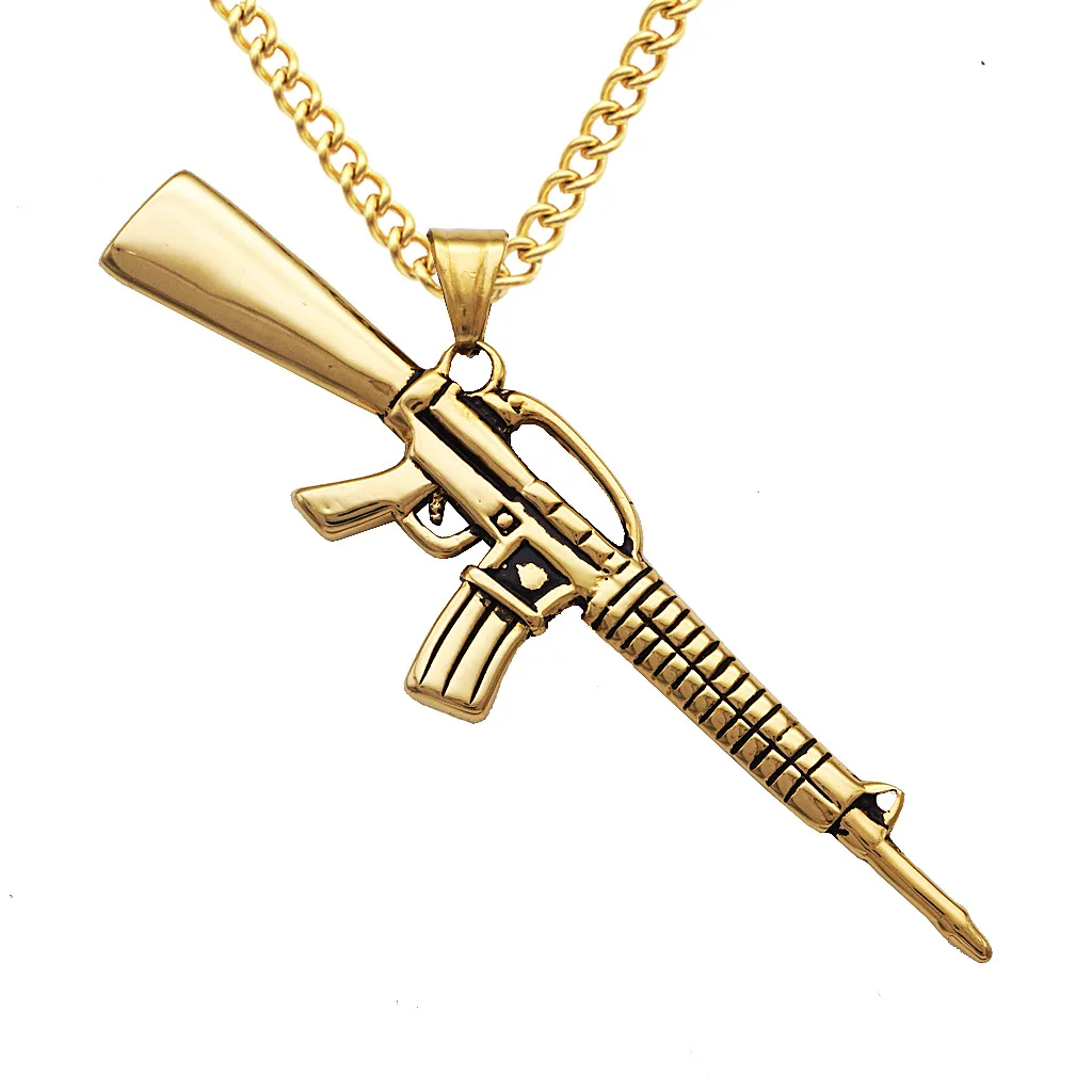 Мужское ожерелье подвески с пистолетом ожерелья из нержавеющей стали колье