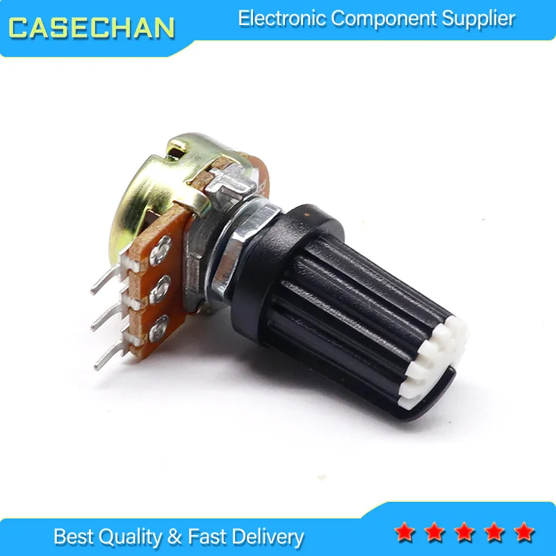5 Sets WH148 1K 10K 20K 50K 100K 500K Ohm 15mm 3 Pin Linear Taper Rotary Potentiometer Resistor for Arduino with AG2 White cap |