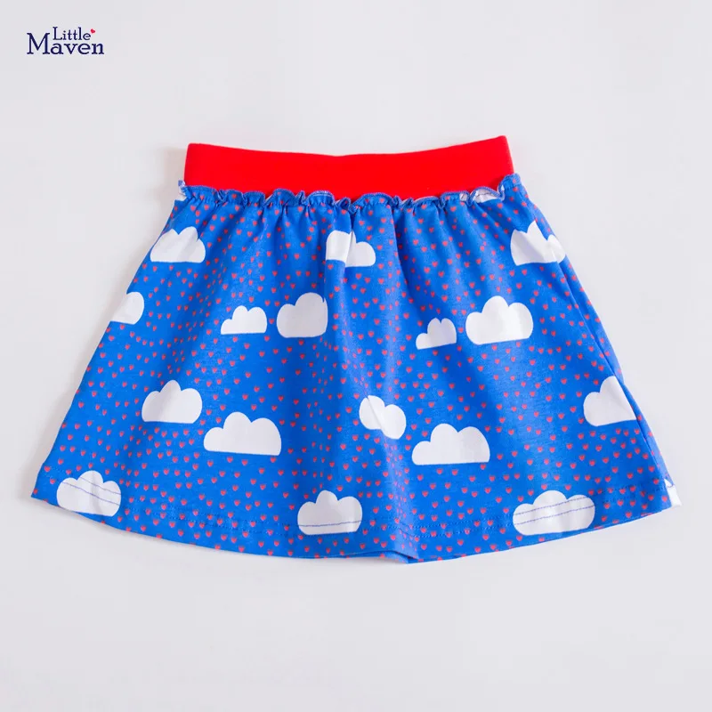 

Little maven 2022 Blue Skirt Cloud Lovely Baby Girls Summer Casual Clothes Cotton New Tutu Skirt for Kids 2-7 year
