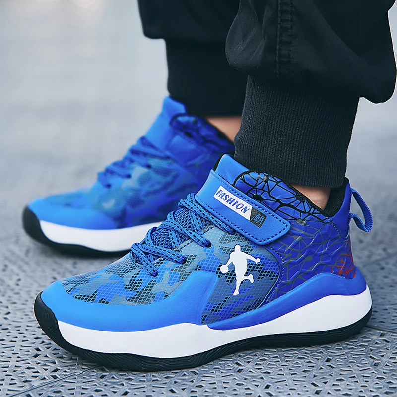 Brand Non-slip Rubber Kids Sneakers Black Boys Basketball Shoes Outdoor Children Sport Shoes Students Basket Trainers Shoes Red