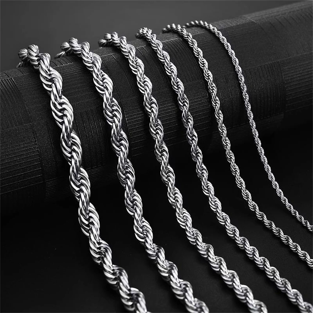 

2/3/4/5/6mm Basic Punk Stainless Steel Twist Chain Necklaces for Men Women Clavicle Chokers Male Chain Jewelry Gift Wholesale