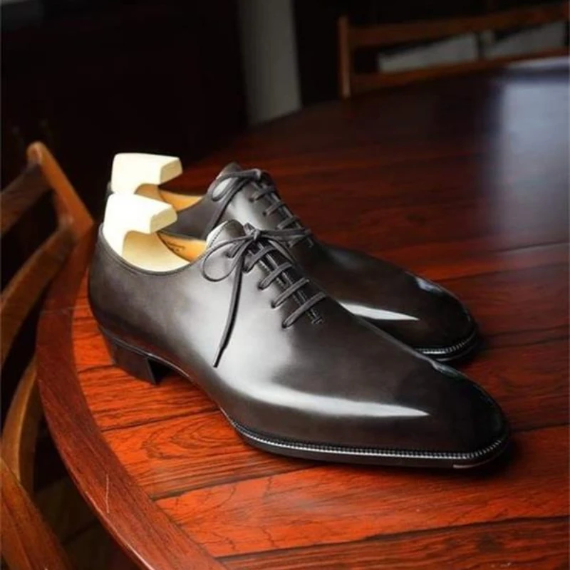

2022 Oxford Shoes Men Shoes PU Dark Grey Classic Casual Wedding Party Lace Up Fashion Dress Shoes Zapatillas Hombre KP805