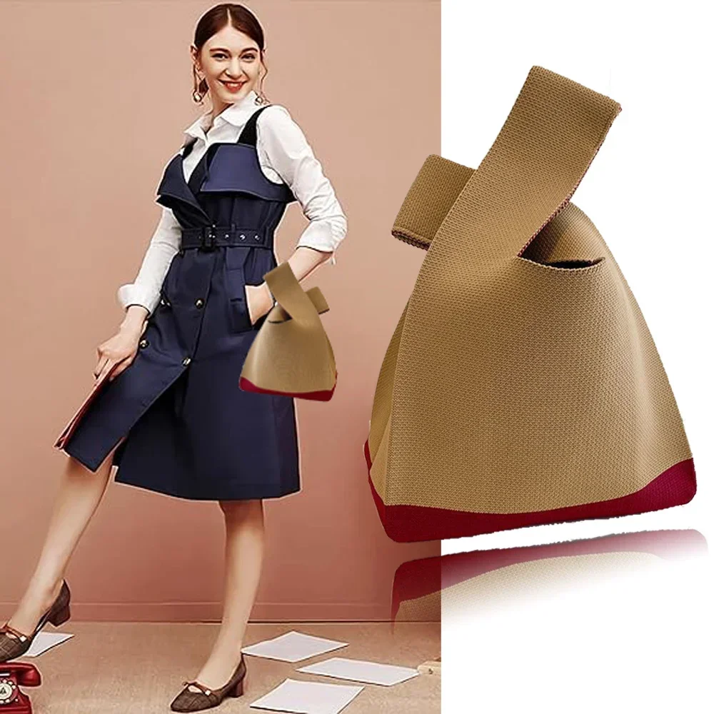 Сумка на запястье Вязаная сумка ручной работы Сумки с узлом для покупок