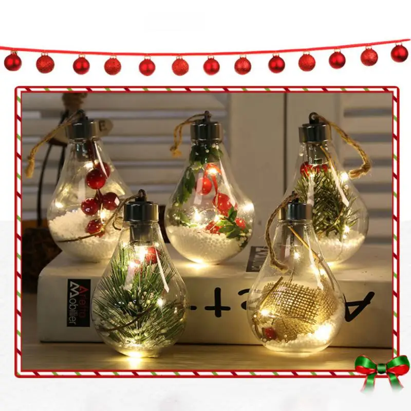 

Рождественская светодиодная лампочка-шар, прозрачное украшение, украшение для рождественской елки, подвесная лампочка, праздничные товары для праздника и атмосферы
