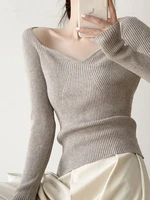 autumn winter sweater women korean fashion basic long sleeve top slim v neck knitted sweaters pullover jumper pull sweter mujer
