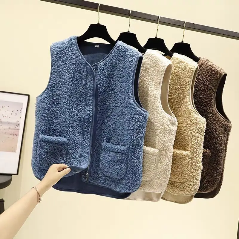 

2022 Lamb Wool Vest Women's Autumn and Winter New Korean Version of Wild Wearing Fake Fur Vest Plush Vest Vest Vest Vest Women