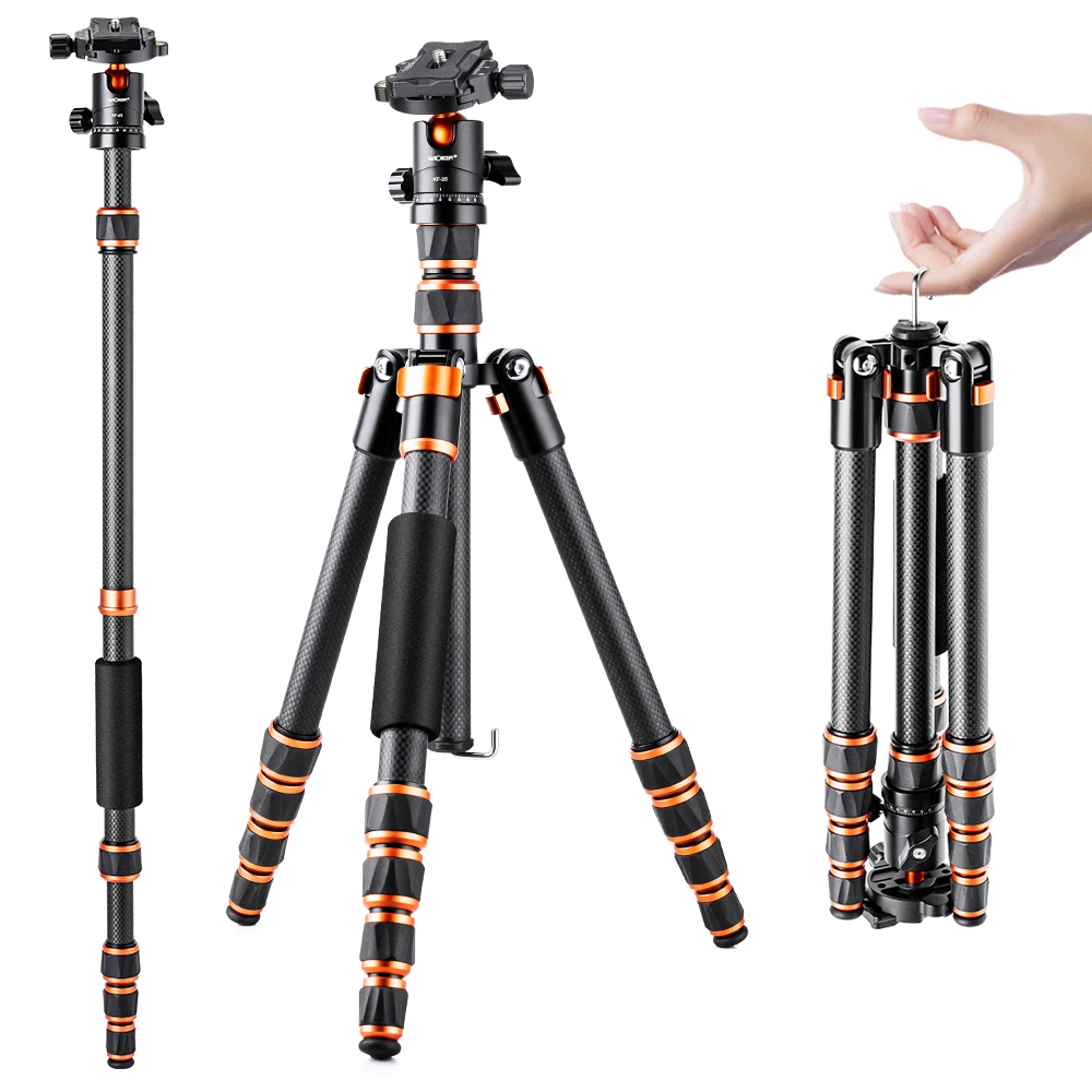 Фото K & F Concept штатив для камеры из углеродного волокна для цифровой зеркальной фотокамеры, портативный легкий штатив с панорамной шаровой головк... №1