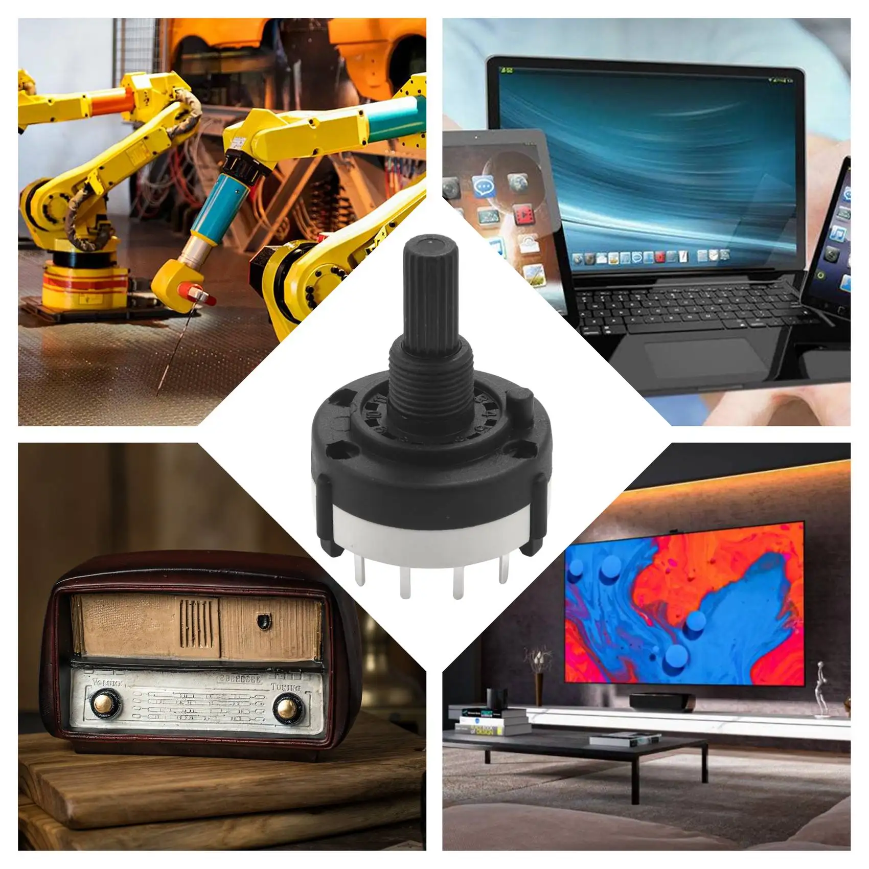 3P4T 3-полюсный 4-позиционный поворотный переключатель с одной пластиной и ручкой |