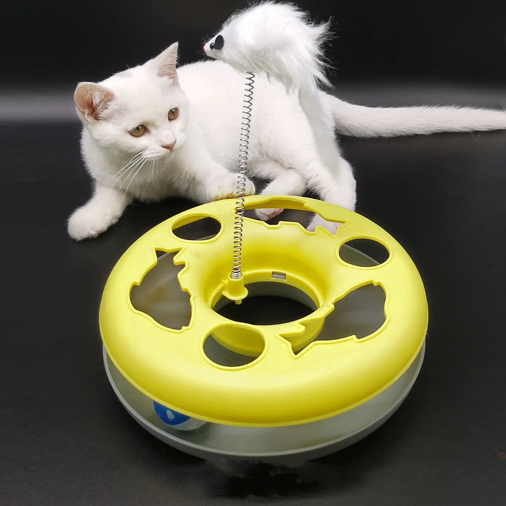 

Cat Toys Spring Mice Crazy Amusement Disk Play Activity Pet Funny Toys Kitten Interactive Teaser Pet Products Toys for Cats