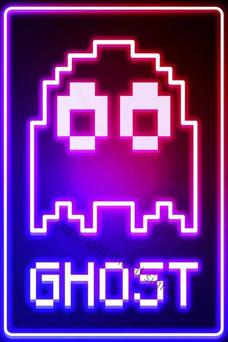 

Светильник лый призрак Ретро винтажные металлические вывески Настенный декор комнаты неоновая вывеска для паба дома клуба мужская пещера ...